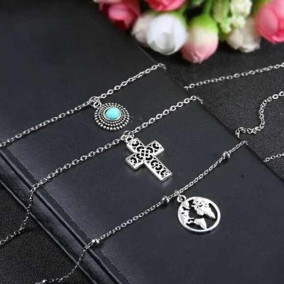 Bohemian Chic Silver Plated Layered Necklace - Vintage Inspiration - Picture 13 of 13